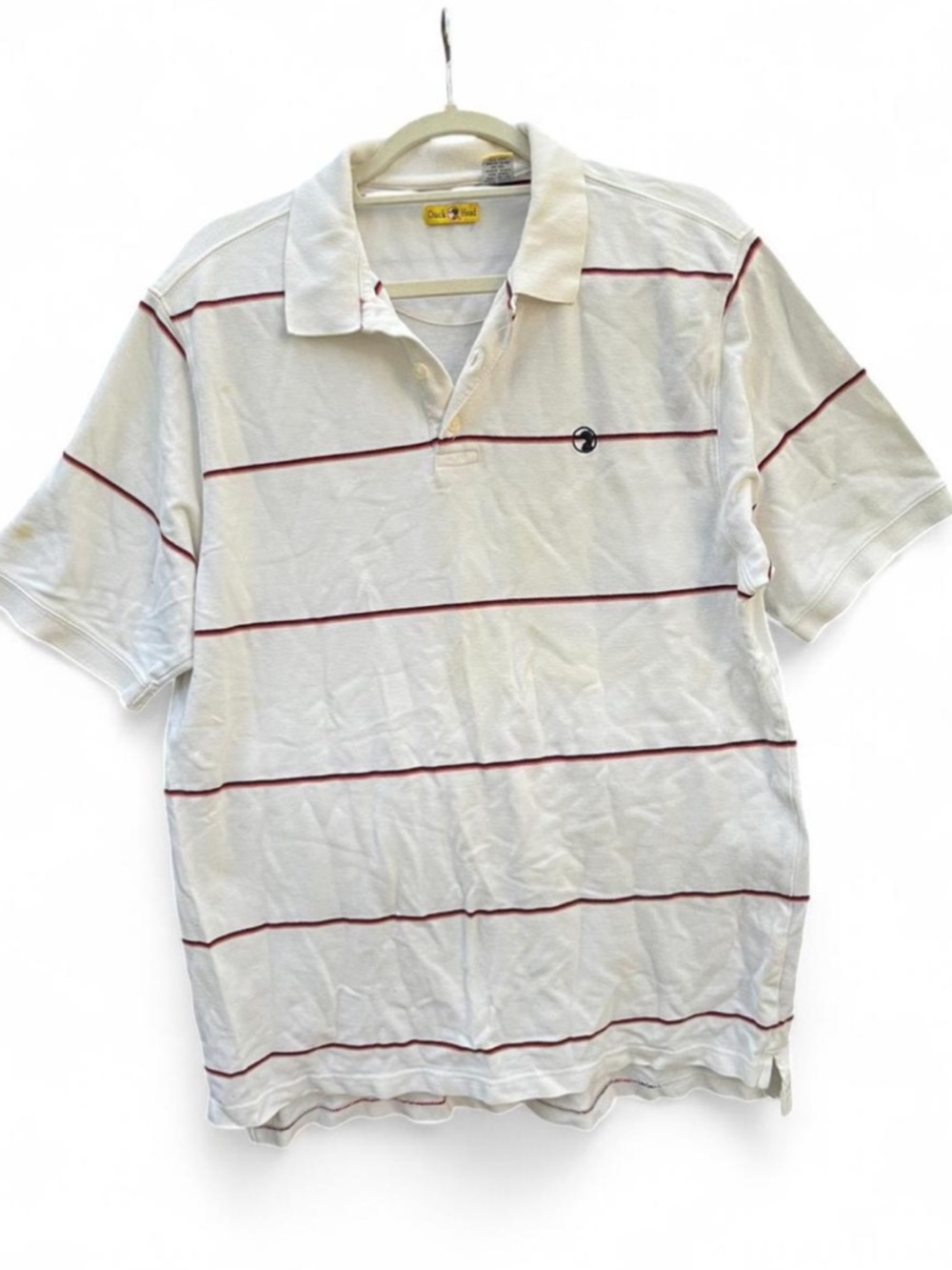 Vintage Duck Head 90a White Polo with Thin Red Stripes
